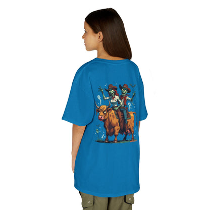 Fun Cowboy Zombie Kids Tee, Kids Halloween T-Shirt, Unique Graphic Tee for Boys and Girls, Cowboy Shirt, Spooky Kids Apparel – Dark Heather Kids clothes for Animal Graphic Tee (18 view)