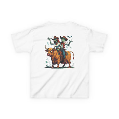 Fun Cowboy Zombie Kids Tee, Kids Halloween T-Shirt, Unique Graphic Tee for Boys and Girls, Cowboy Shirt, Spooky Kids Apparel – Black Kids clothes for Animal Graphic Tee (5 view)