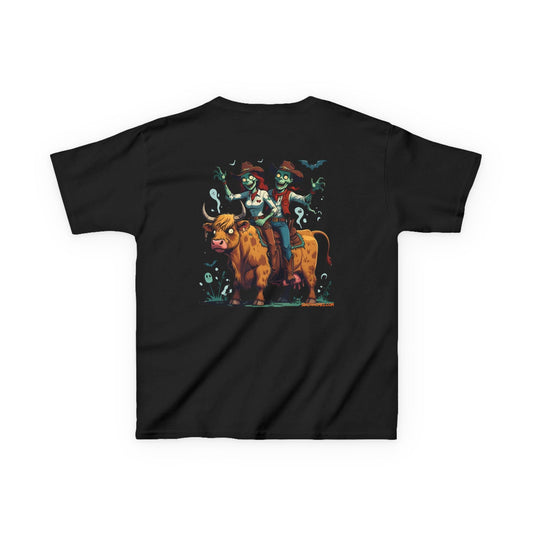 Fun Cowboy Zombie Kids Tee, Kids Halloween T-Shirt, Unique Graphic Tee for Boys and Girls, Cowboy Shirt, Spooky Kids Apparel – Purple Kids clothes for Animal Graphic Tee (1 view)