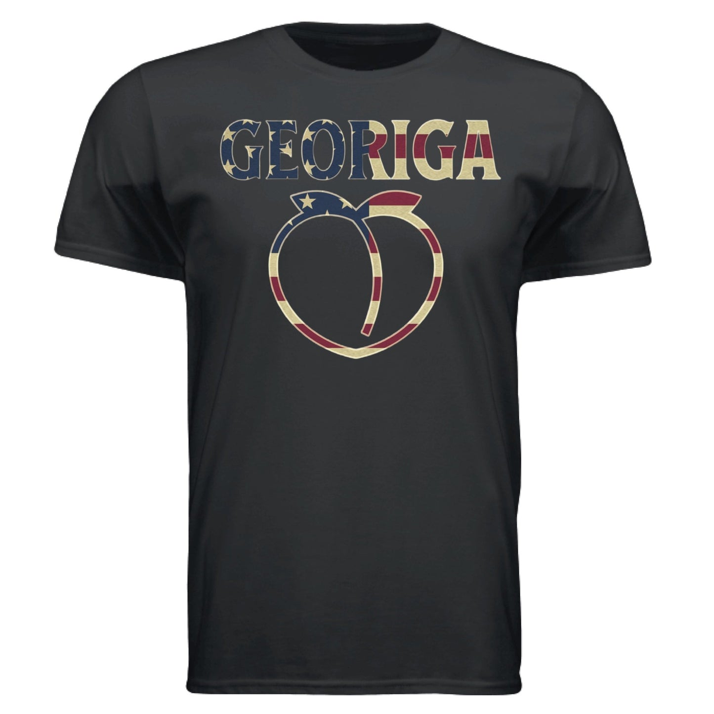 Georgia T-Shirt – American Flag Peach Design | Patriotic Southern Tee – Black T-Shirt for Americana (12 view)