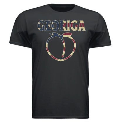 Georgia T-Shirt – American Flag Peach Design | Patriotic Southern Tee – Black T-Shirt for Americana (12 view)
