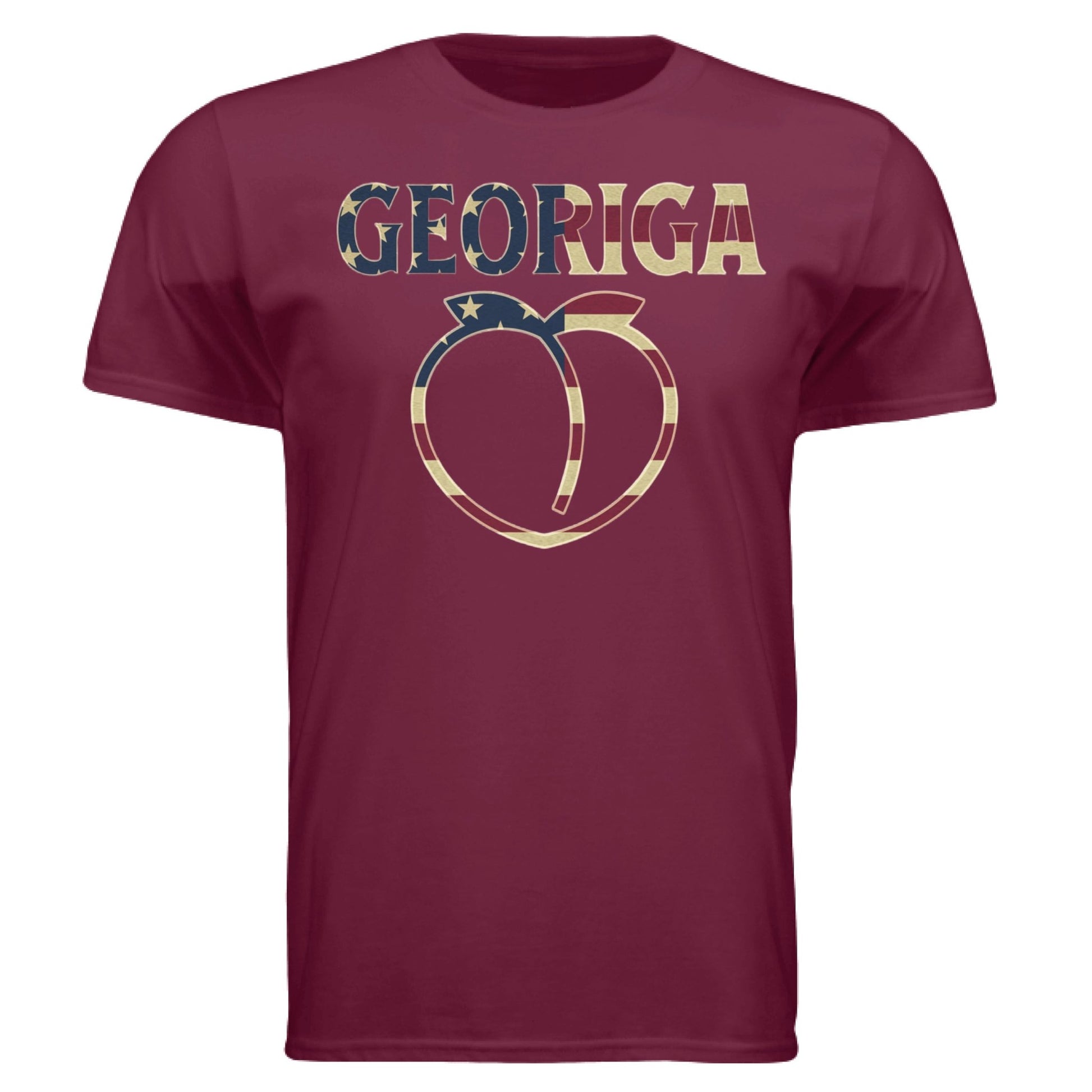 Georgia T-Shirt – American Flag Peach Design | Patriotic Southern Tee – Cardinal Red T-Shirt for Americana (10 view)