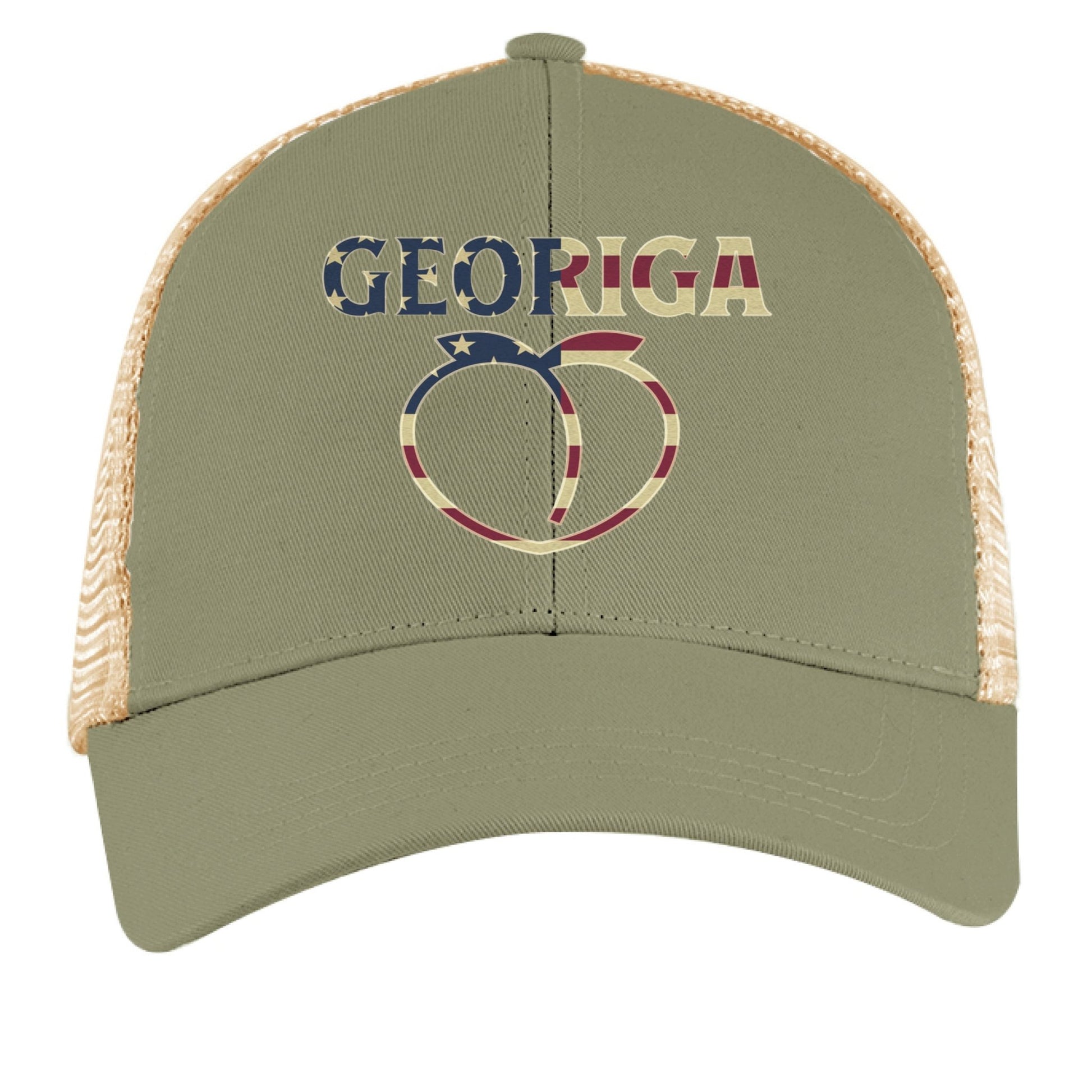 Georgia Trucker Hat – Retro American Peach Pride | Patriotic Apparel – JUNGLE / OYSTER Hats for American Apparel (13 view)