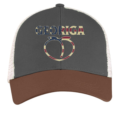 Georgia Trucker Hat – Retro American Peach Pride | Patriotic Apparel – CHRCL/ L BR/ OYS Hats for American Apparel (7 view)