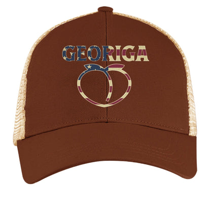 Georgia Trucker Hat – Retro American Peach Pride | Patriotic Apparel – EARTH / OYSTER Hats for American Apparel (6 view)