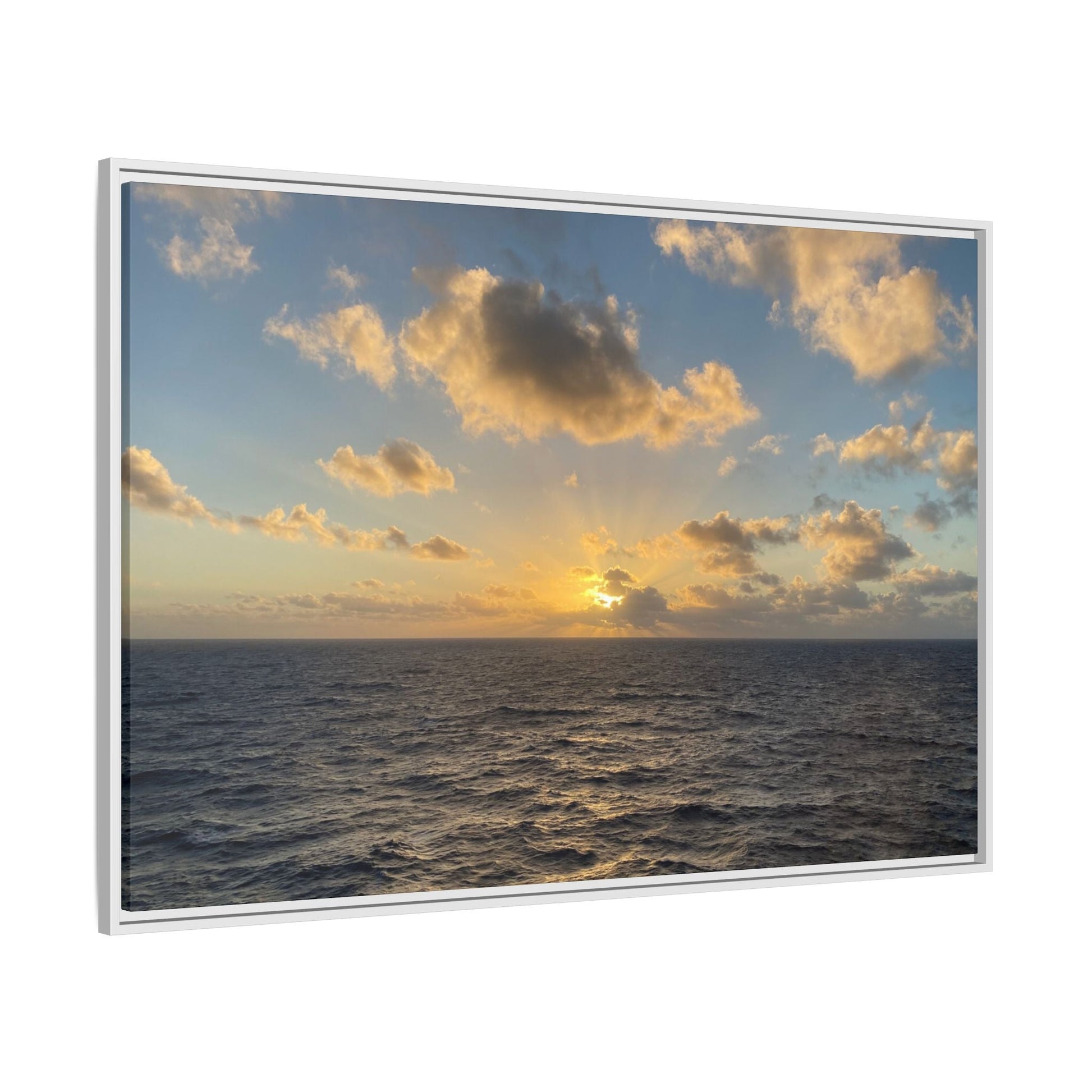 Golden Glow Over Ocean Canvas Wall Art – Peaceful Sunrise Print | Serene Coastal Photography Decor – 60" x 40" (Horizontal) Canvas for art for office (63 view)