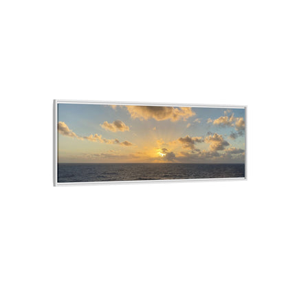 Golden Glow Over Ocean Canvas Wall Art – Peaceful Sunrise Print | Serene Coastal Photography Decor – 18″ x 12″ (Horizontal) Canvas for art for office (123 view)