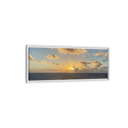 Golden Glow Over Ocean Canvas Wall Art – Peaceful Sunrise Print | Serene Coastal Photography Decor – 18″ x 12″ (Horizontal) Canvas for art for office (99 view)