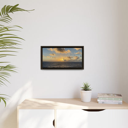 Golden Glow Over Ocean Canvas Wall Art – Peaceful Sunrise Print | Serene Coastal Photography Decor – 18″ x 12″ (Horizontal) Canvas for art for office (106 view)