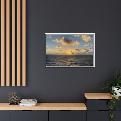 Golden Glow Over Ocean Canvas Wall Art – Peaceful Sunrise Print | Serene Coastal Photography Decor – 60" x 40" (Horizontal) Canvas for art for office (59 view)