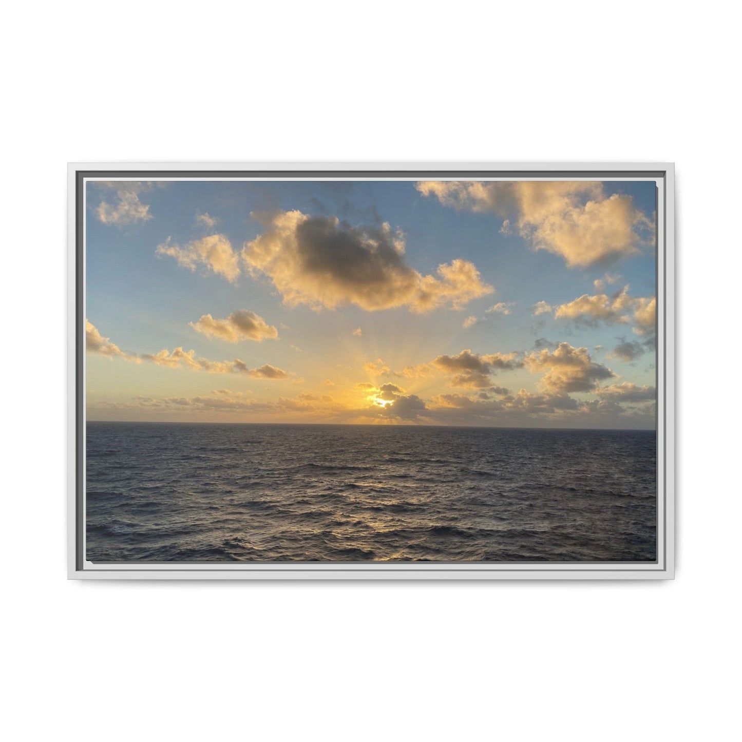 Golden Glow Over Ocean Canvas Wall Art – Peaceful Sunrise Print | Serene Coastal Photography Decor – 30″ x 20″ (Horizontal) Canvas for art for office (5 view)