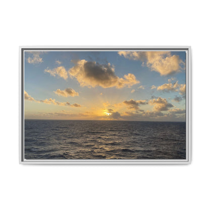 Golden Glow Over Ocean Canvas Wall Art – Peaceful Sunrise Print | Serene Coastal Photography Decor – 30″ x 20″ (Horizontal) Canvas for art for office (5 view)