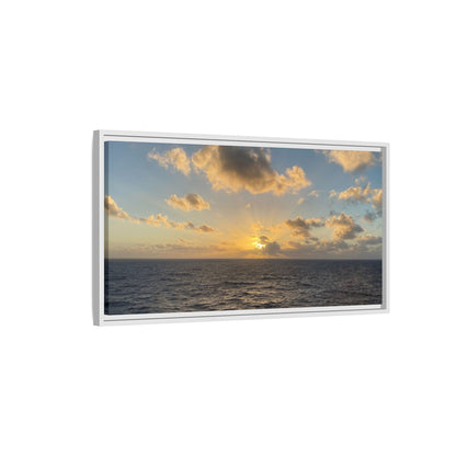 Golden Glow Over Ocean Canvas Wall Art – Peaceful Sunrise Print | Serene Coastal Photography Decor – 18″ x 12″ (Horizontal) Canvas for art for office (141 view)