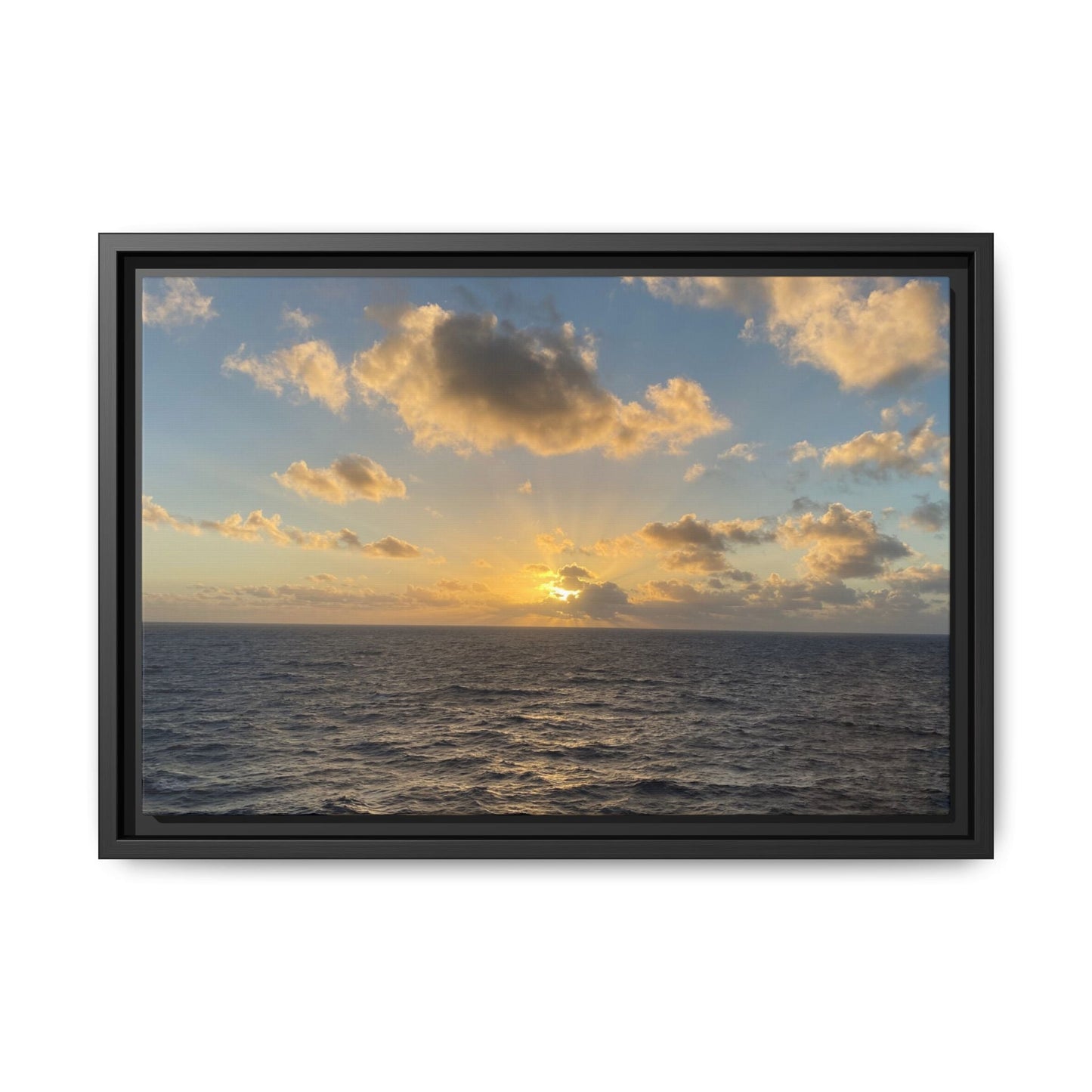 Golden Glow Over Ocean Canvas Wall Art – Peaceful Sunrise Print | Serene Coastal Photography Decor – 18″ x 12″ (Horizontal) Canvas for art for office (13 view)