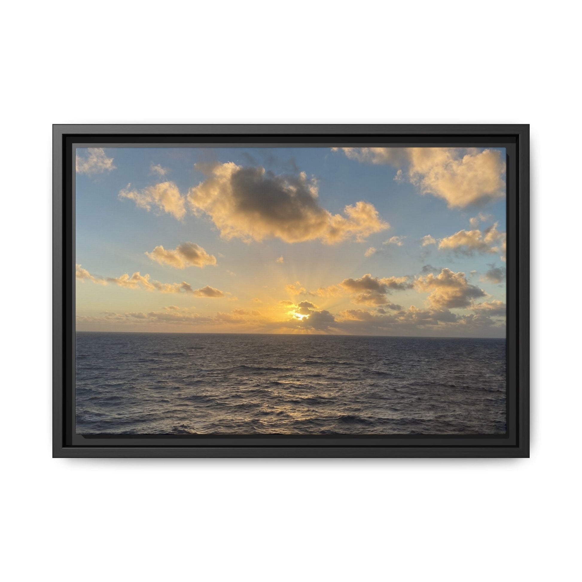 Golden Glow Over Ocean Canvas Wall Art – Peaceful Sunrise Print | Serene Coastal Photography Decor – 18″ x 12″ (Horizontal) Canvas for art for office (13 view)