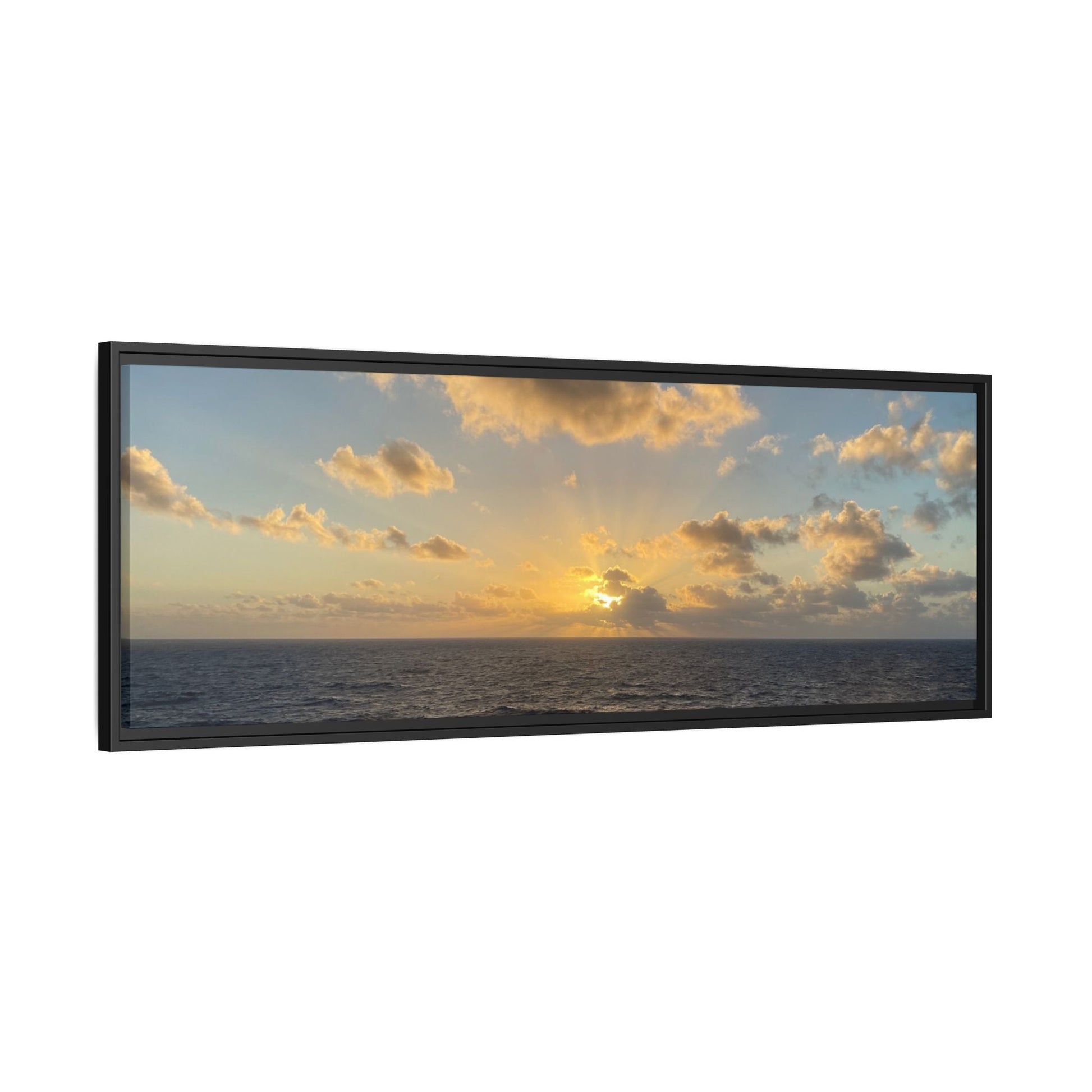 Golden Glow Over Ocean Canvas Wall Art – Peaceful Sunrise Print | Serene Coastal Photography Decor – 60" x 40" (Horizontal) Canvas for art for office (66 view)