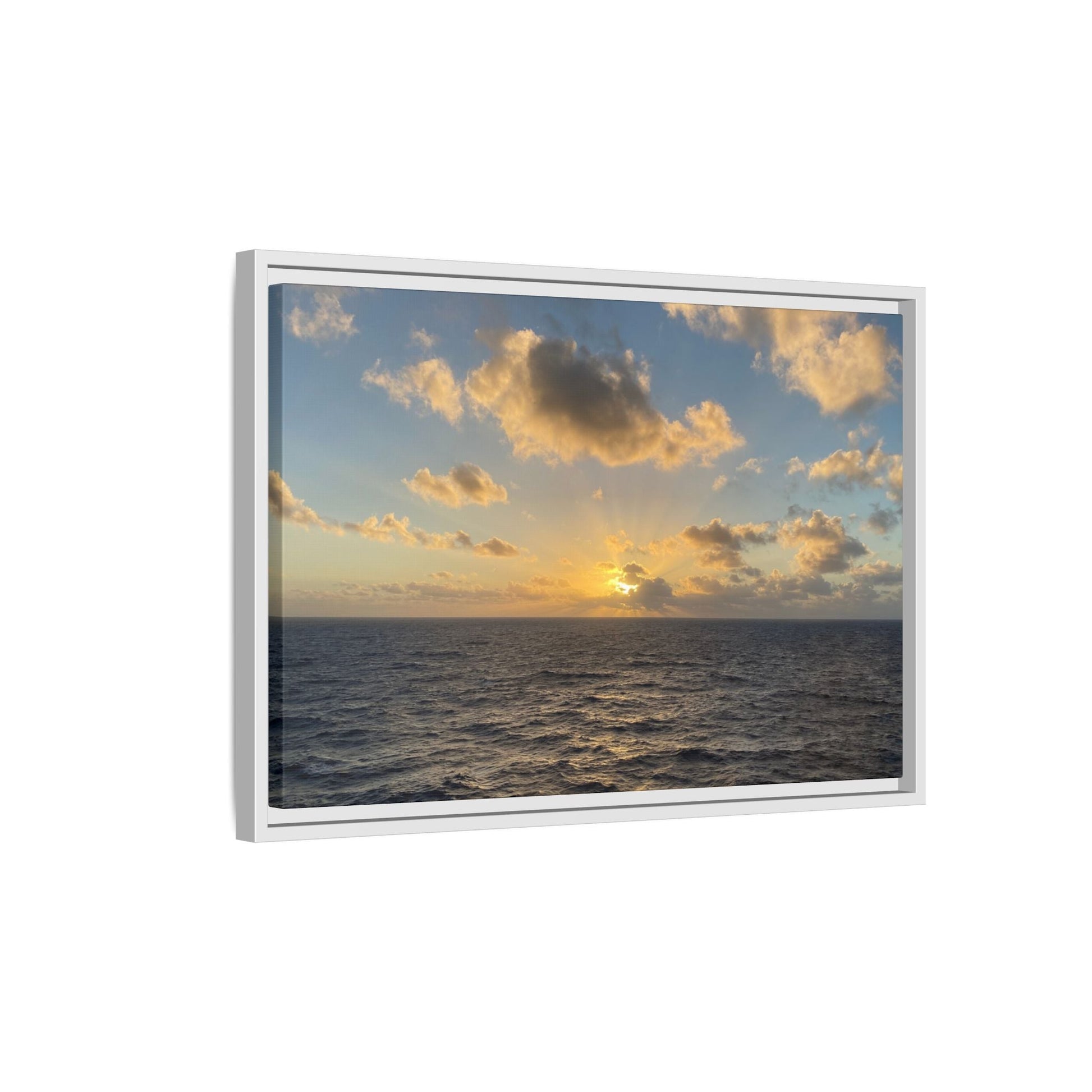 Golden Glow Over Ocean Canvas Wall Art – Peaceful Sunrise Print | Serene Coastal Photography Decor – 60" x 40" (Horizontal) Canvas by Printify