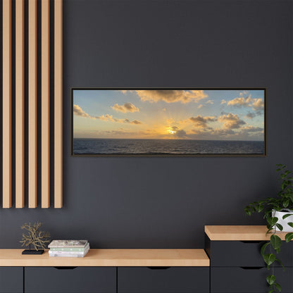Golden Glow Over Ocean Canvas Wall Art – Peaceful Sunrise Print | Serene Coastal Photography Decor – 18″ x 12″ (Horizontal) Canvas for art for office (122 view)