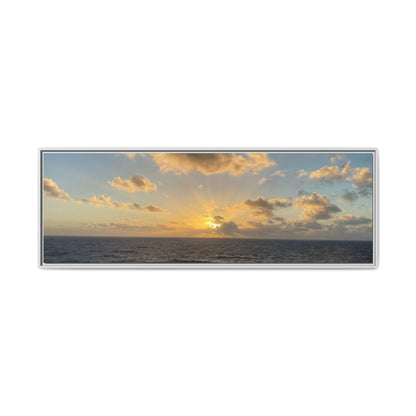 Golden Glow Over Ocean Canvas Wall Art – Peaceful Sunrise Print | Serene Coastal Photography Decor – 60" x 20" (Horizontal) Canvas for art for office (29 view)