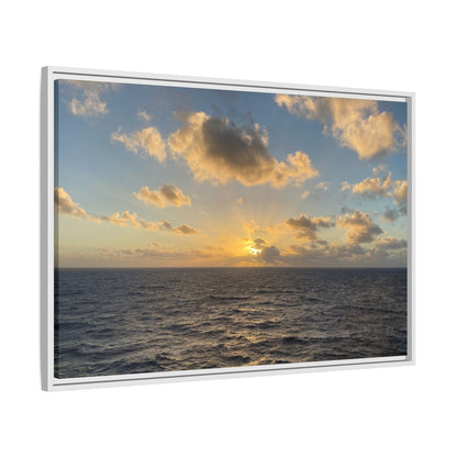 Golden Glow Over Ocean Canvas Wall Art – Peaceful Sunrise Print | Serene Coastal Photography Decor – 60" x 40" (Horizontal) Canvas by Printify