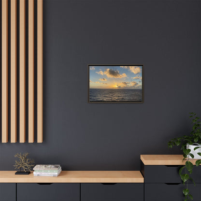 Golden Glow Over Ocean Canvas Wall Art – Peaceful Sunrise Print | Serene Coastal Photography Decor – 18″ x 12″ (Horizontal) Canvas for art for office (89 view)