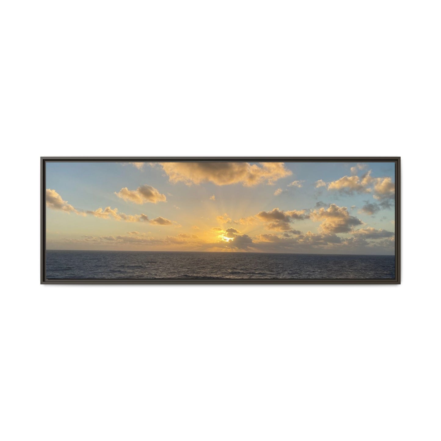 Golden Glow Over Ocean Canvas Wall Art – Peaceful Sunrise Print | Serene Coastal Photography Decor – 60" x 20" (Horizontal) Canvas for art for office (28 view)