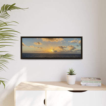 Golden Glow Over Ocean Canvas Wall Art – Peaceful Sunrise Print | Serene Coastal Photography Decor – 60" x 40" (Horizontal) Canvas by Printify