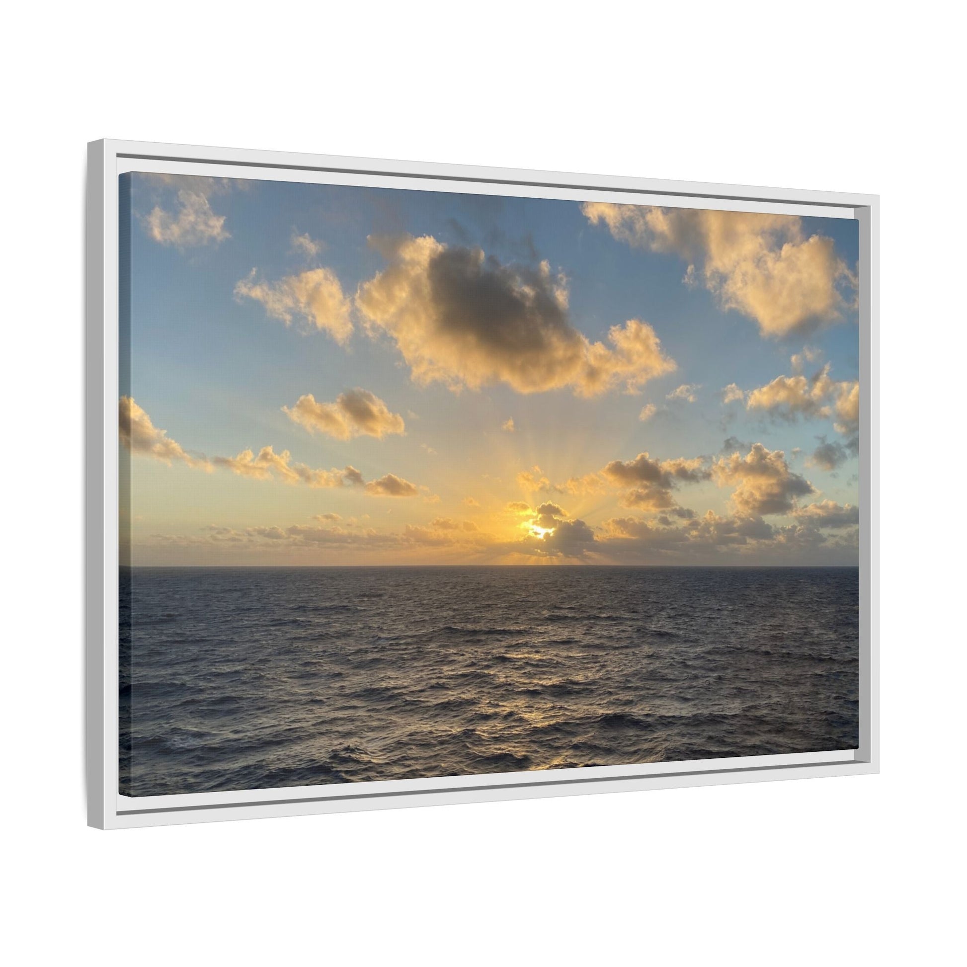 Golden Glow Over Ocean Canvas Wall Art – Peaceful Sunrise Print | Serene Coastal Photography Decor – 60" x 40" (Horizontal) Canvas for art for office (51 view)