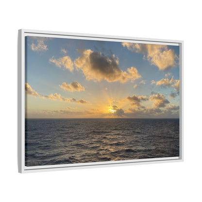 Golden Glow Over Ocean Canvas Wall Art – Peaceful Sunrise Print | Serene Coastal Photography Decor – 60" x 40" (Horizontal) Canvas for art for office (51 view)