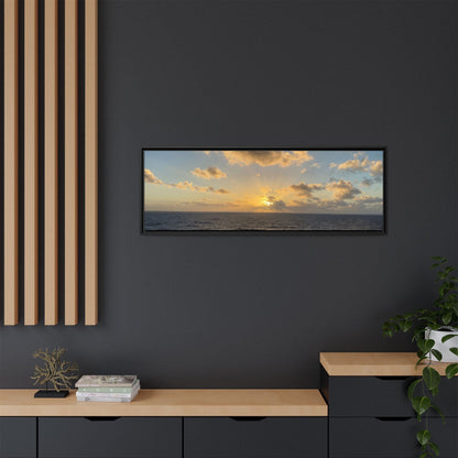 Golden Glow Over Ocean Canvas Wall Art – Peaceful Sunrise Print | Serene Coastal Photography Decor – 60" x 40" (Horizontal) Canvas for art for office (68 view)