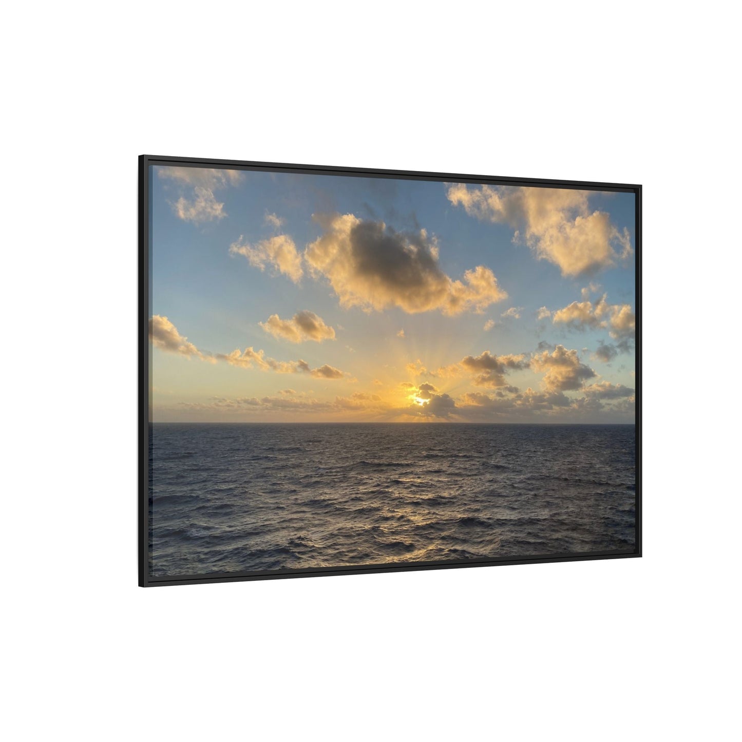 Golden Glow Over Ocean Canvas Wall Art – Peaceful Sunrise Print | Serene Coastal Photography Decor – 18″ x 12″ (Horizontal) Canvas for art for office (144 view)