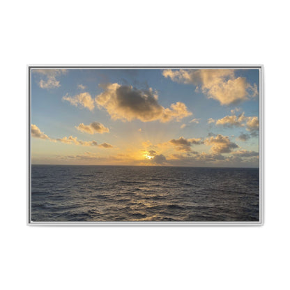Golden Glow Over Ocean Canvas Wall Art – Peaceful Sunrise Print | Serene Coastal Photography Decor – 48″ x 32″ (Horizontal) Canvas for art for office (9 view)