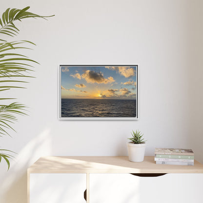 Golden Glow Over Ocean Canvas Wall Art – Peaceful Sunrise Print | Serene Coastal Photography Decor – 18″ x 12″ (Horizontal) Canvas for art for office (91 view)