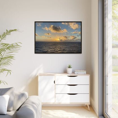 Golden Glow Over Ocean Canvas Wall Art – Peaceful Sunrise Print | Serene Coastal Photography Decor – 60" x 40" (Horizontal) Canvas for art for office (61 view)