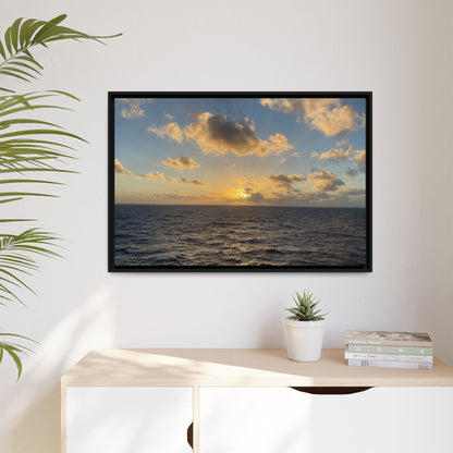Golden Glow Over Ocean Canvas Wall Art – Peaceful Sunrise Print | Serene Coastal Photography Decor – 60" x 40" (Horizontal) Canvas by Printify