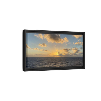 Golden Glow Over Ocean Canvas Wall Art – Peaceful Sunrise Print | Serene Coastal Photography Decor – 18″ x 12″ (Horizontal) Canvas for art for office (102 view)