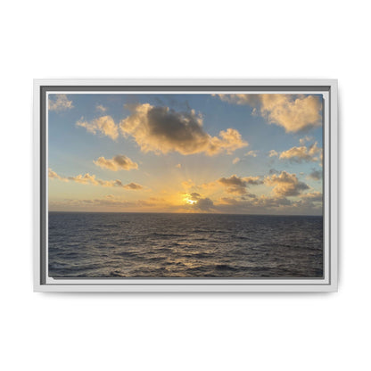 Golden Glow Over Ocean Canvas Wall Art – Peaceful Sunrise Print | Serene Coastal Photography Decor – 18″ x 12″ (Horizontal) Canvas for art for office (15 view)