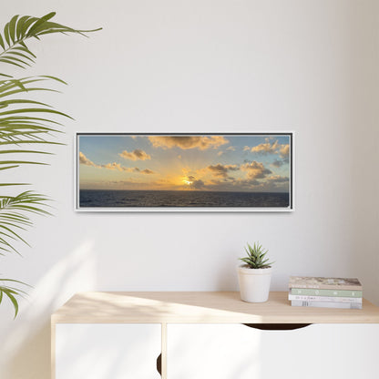Golden Glow Over Ocean Canvas Wall Art – Peaceful Sunrise Print | Serene Coastal Photography Decor – 60" x 40" (Horizontal) Canvas by Printify