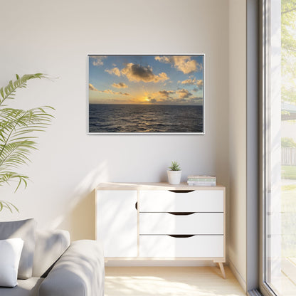 Golden Glow Over Ocean Canvas Wall Art – Peaceful Sunrise Print | Serene Coastal Photography Decor – 60" x 40" (Horizontal) Canvas for art for office (64 view)