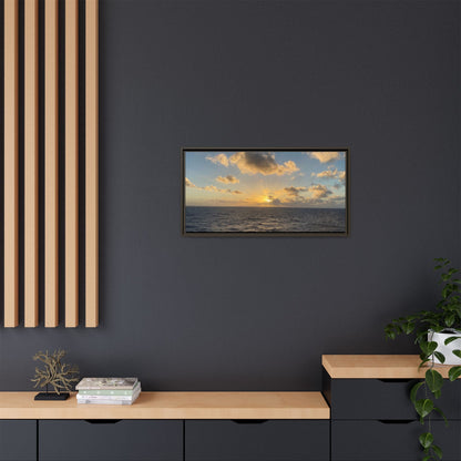 Golden Glow Over Ocean Canvas Wall Art – Peaceful Sunrise Print | Serene Coastal Photography Decor – 18″ x 12″ (Horizontal) Canvas for art for office (140 view)