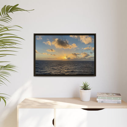 Golden Glow Over Ocean Canvas Wall Art – Peaceful Sunrise Print | Serene Coastal Photography Decor – 60" x 40" (Horizontal) Canvas for art for office (49 view)