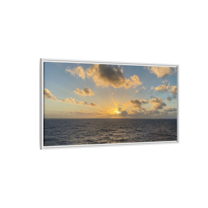 Golden Glow Over Ocean Canvas Wall Art – Peaceful Sunrise Print | Serene Coastal Photography Decor – 60" x 40" (Horizontal) Canvas by Printify