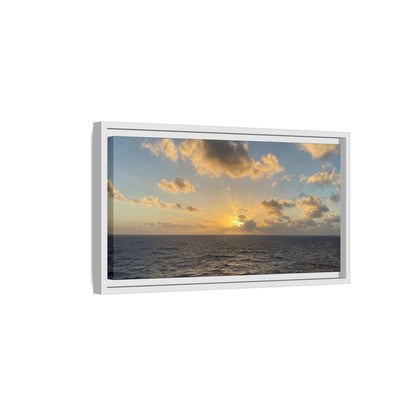 Golden Glow Over Ocean Canvas Wall Art – Peaceful Sunrise Print | Serene Coastal Photography Decor – 18″ x 12″ (Horizontal) Canvas for art for office (108 view)