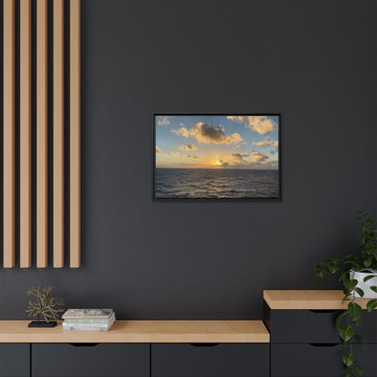 Golden Glow Over Ocean Canvas Wall Art – Peaceful Sunrise Print | Serene Coastal Photography Decor – 60" x 40" (Horizontal) Canvas for art for office (41 view)
