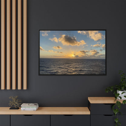 Golden Glow Over Ocean Canvas Wall Art – Peaceful Sunrise Print | Serene Coastal Photography Decor – 60" x 40" (Horizontal) Canvas for art for office (47 view)