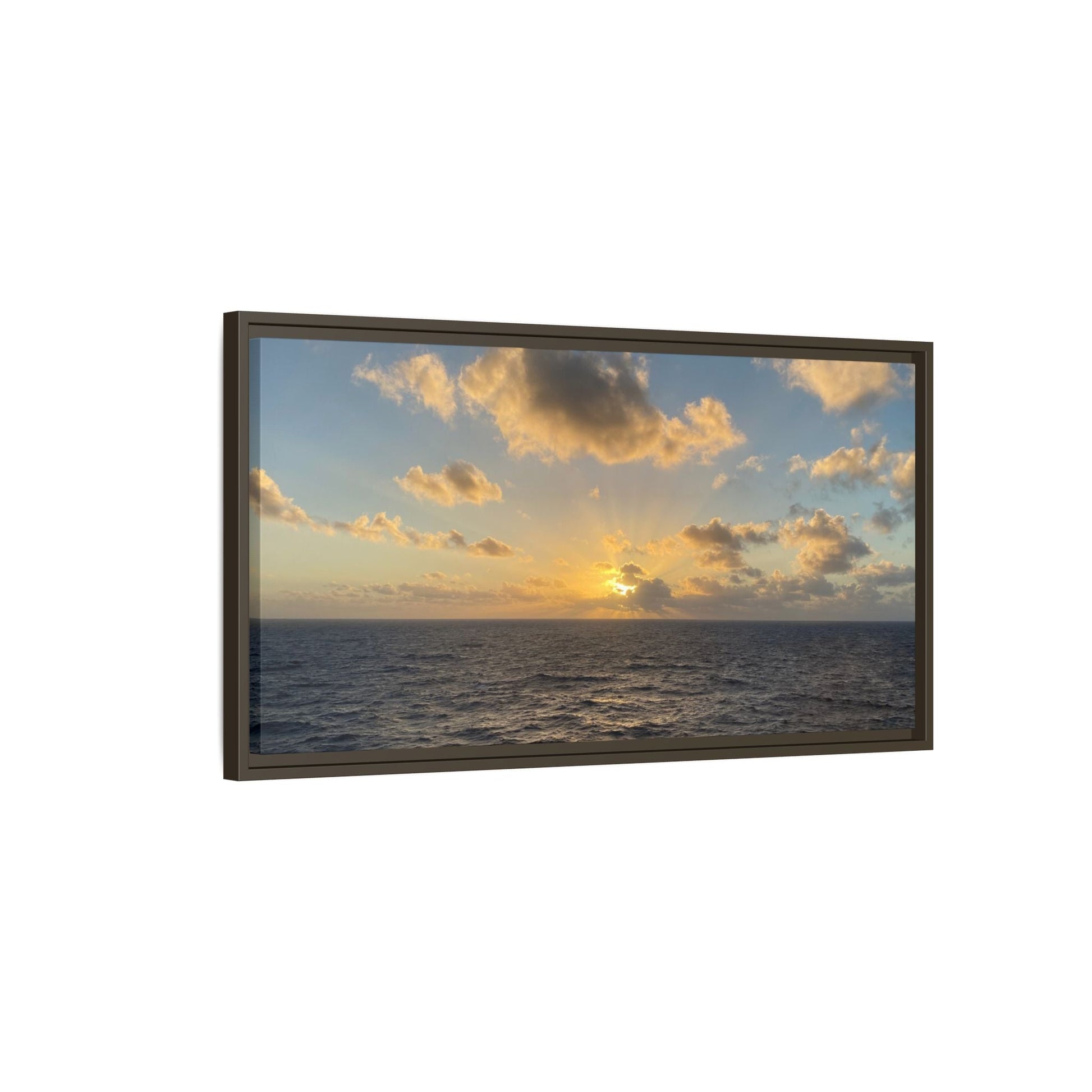 Golden Glow Over Ocean Canvas Wall Art – Peaceful Sunrise Print | Serene Coastal Photography Decor – 18″ x 12″ (Horizontal) Canvas for art for office (138 view)