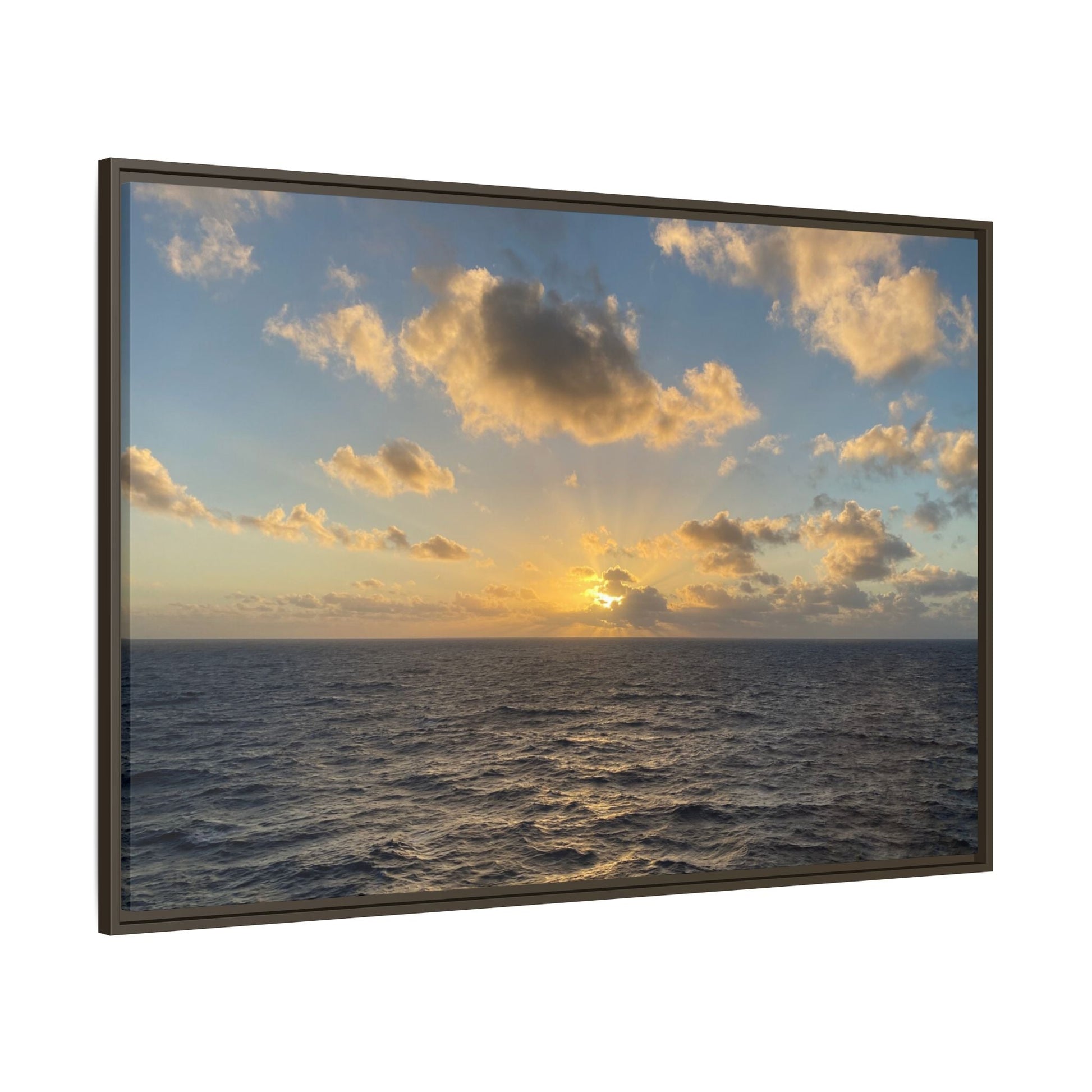 Golden Glow Over Ocean Canvas Wall Art – Peaceful Sunrise Print | Serene Coastal Photography Decor – 60" x 40" (Horizontal) Canvas for art for office (60 view)