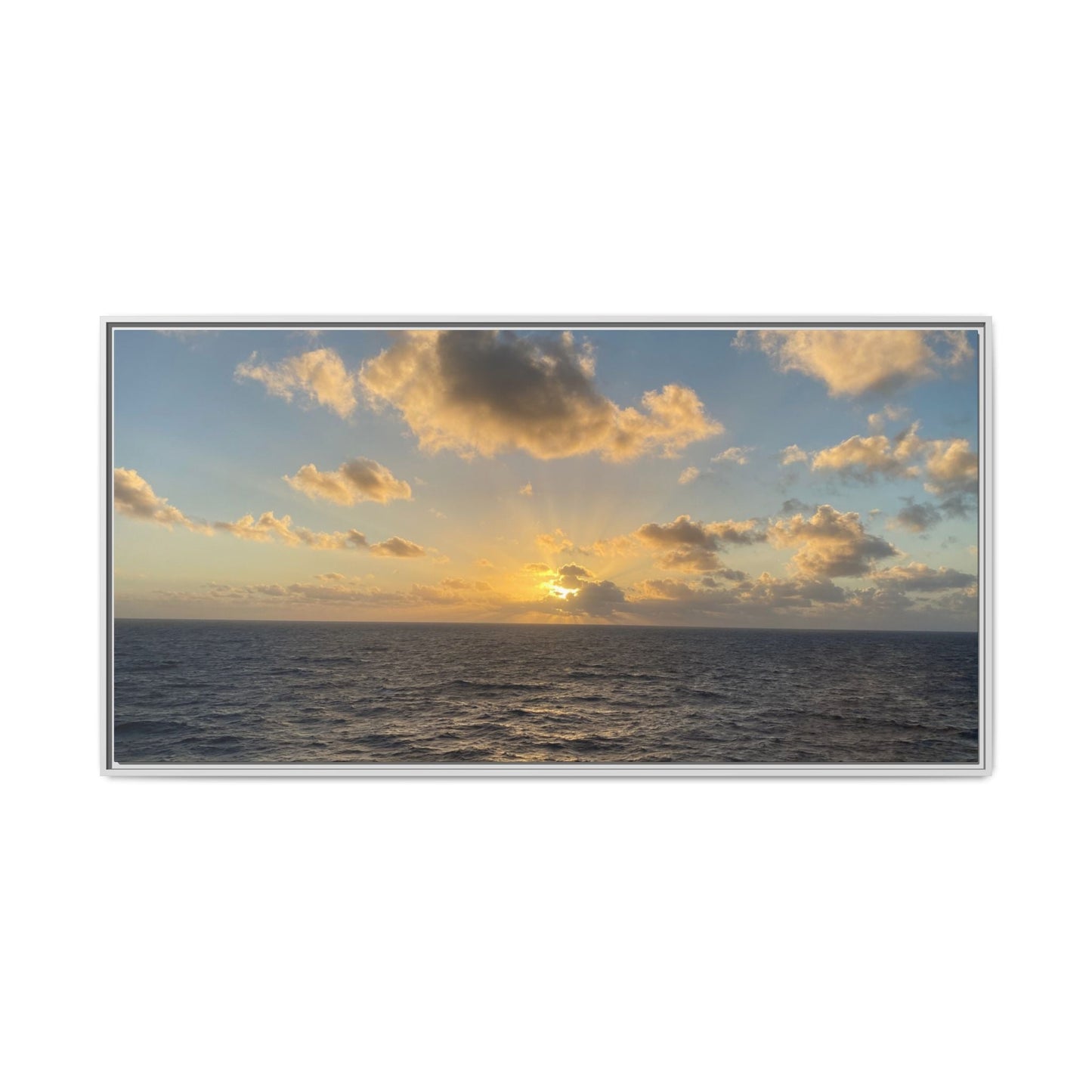 Golden Glow Over Ocean Canvas Wall Art – Peaceful Sunrise Print | Serene Coastal Photography Decor – 60" x 30" (Horizontal) Canvas for art for office (32 view)