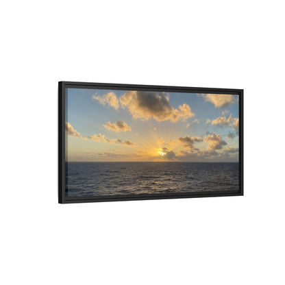 Golden Glow Over Ocean Canvas Wall Art – Peaceful Sunrise Print | Serene Coastal Photography Decor – 18″ x 12″ (Horizontal) Canvas for art for office (135 view)