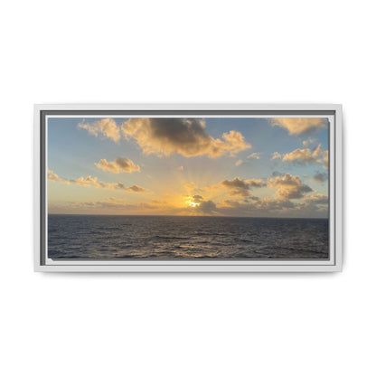 Golden Glow Over Ocean Canvas Wall Art – Peaceful Sunrise Print | Serene Coastal Photography Decor – 20" x 10" (Horizontal) Canvas for art for office (24 view)